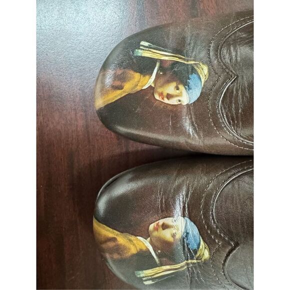 Vintage Icon Leather Girl with a Pearl Earring Brown Slip On Shoes Size 7.5B - Picture 3 of 8